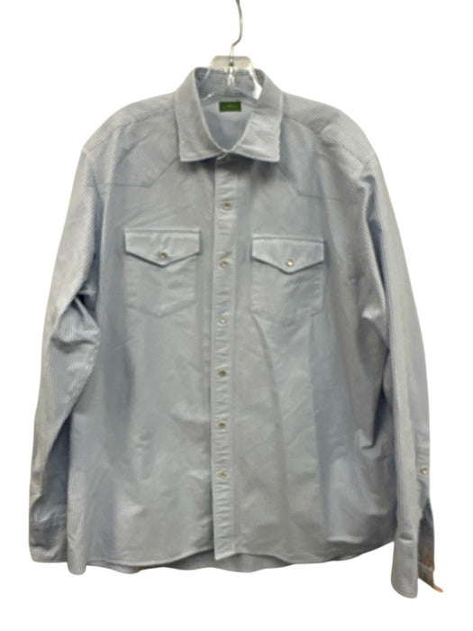 Sid Mashburn Size XL Blue & White Cotton Striped Button Down Long Sleeve Shirt Blue & White / XL