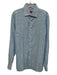 Isaia Size 16 Blue & White Cotton Plaid Button Up Men's Long Sleeve Shirt Blue & White / 16
