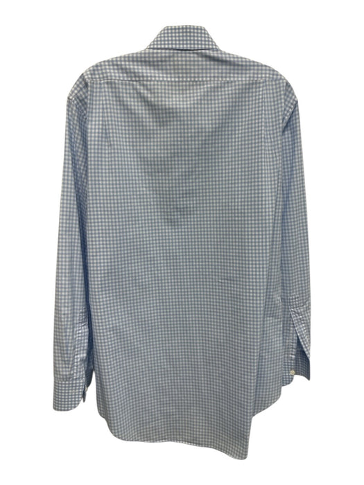 Sid Mashburn Size Est L Light Blue & White Cotton Gingham Long Sleeve Shirt Light Blue & White / Est L