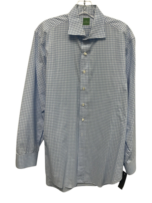 Sid Mashburn Size Est L Light Blue & White Cotton Gingham Long Sleeve Shirt Light Blue & White / Est L
