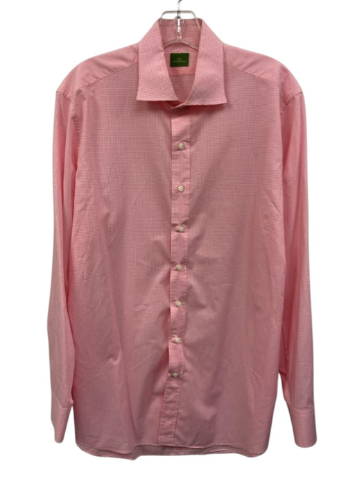 Sid Mashburn Size Est L Pink & White Cotton Micro Gingham Long Sleeve Shirt Pink & White / Est L