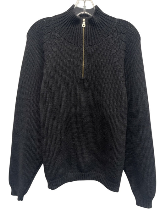 Bruno Manetti Size Est L Gray Wool Solid Knit Quarter Zip Men's Sweater Gray / Est L