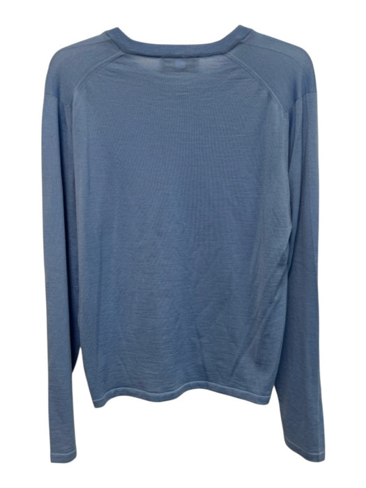 Classic Collection Size L Blue Wool Solid V Neck Men's Sweater Blue / L