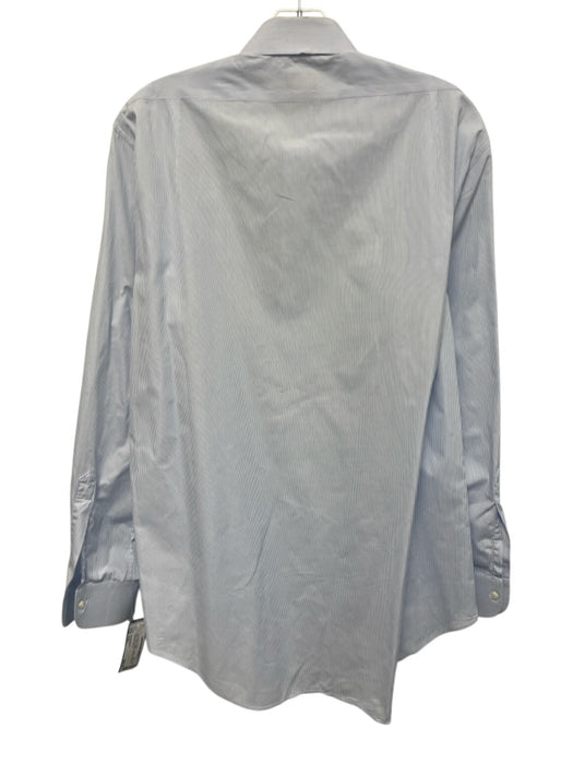 Sid Mashburn Size Est L White & Blue Cotton Striped Button Up Long Sleeve Shirt White & Blue / Est L