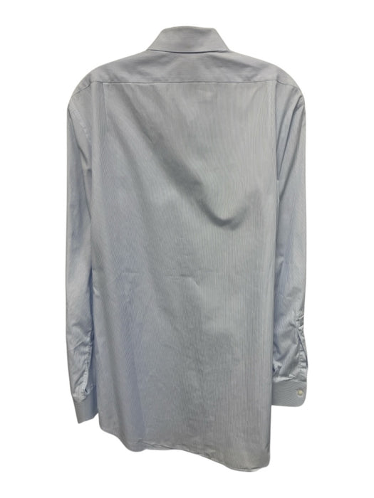 Sid Mashburn Size Est L White & Blue Cotton Striped Button Up Long Sleeve Shirt White & Blue / Est L