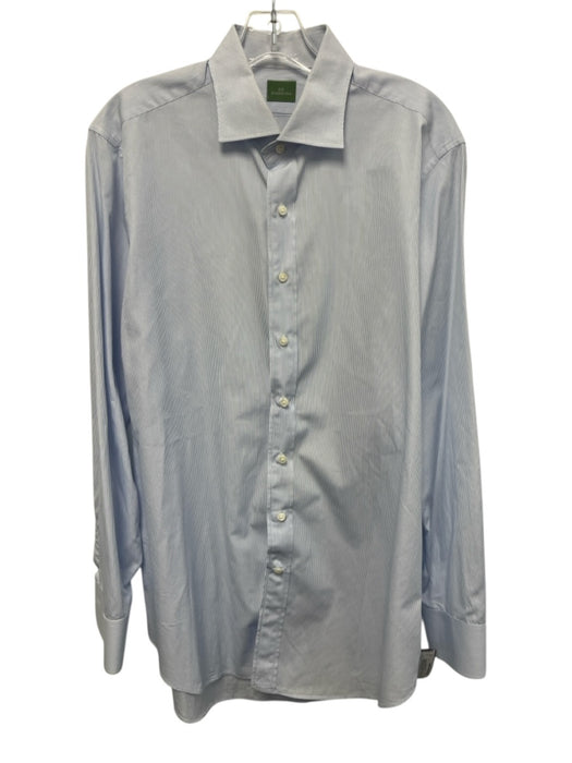 Sid Mashburn Size Est L White & Blue Cotton Striped Button Up Long Sleeve Shirt White & Blue / Est L