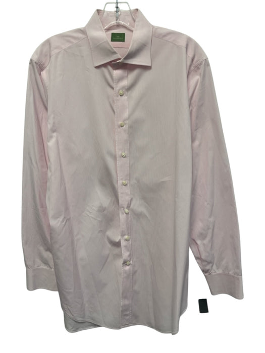 Sid Mashburn Size Est L Pink & White Cotton Striped Button Up Long Sleeve Shirt Pink & White / Est L
