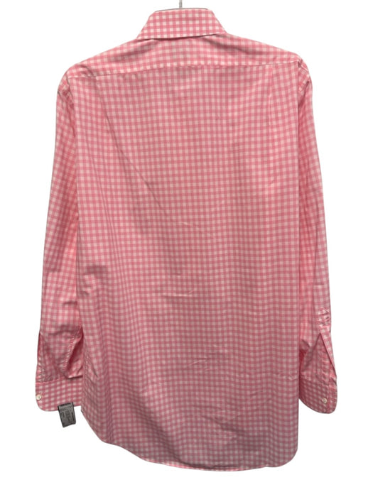 Sid Mashburn Size Est L Pink & White Cotton Gingham Button Up Long Sleeve Shirt Pink & White / Est L