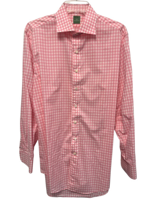 Sid Mashburn Size Est L Pink & White Cotton Gingham Button Up Long Sleeve Shirt Pink & White / Est L