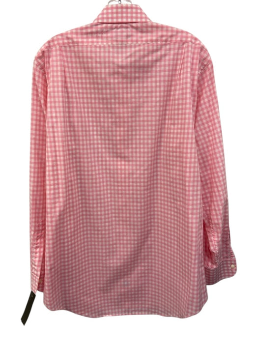 Sid Mashburn Size Est 17 Pink & White Cotton Gingham Button Up Long Sleeve Shirt Pink & White / Est 17