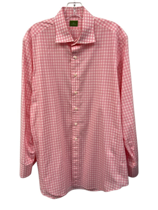Sid Mashburn Size Est 17 Pink & White Cotton Gingham Button Up Long Sleeve Shirt Pink & White / Est 17