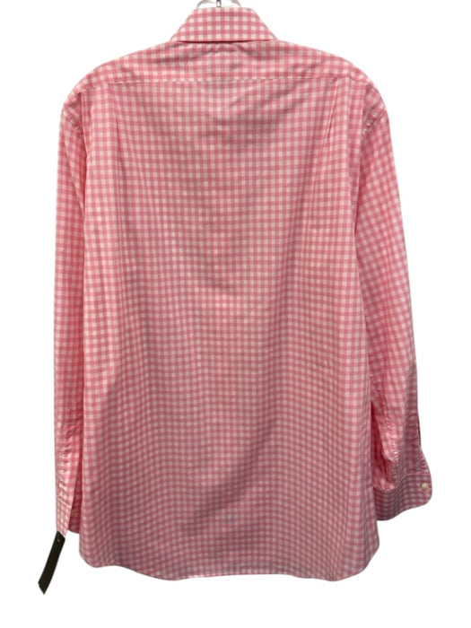 Sid Mashburn Size Est 17 Pink & White Cotton Gingham Button Up Long Sleeve Shirt Pink & White / Est 17