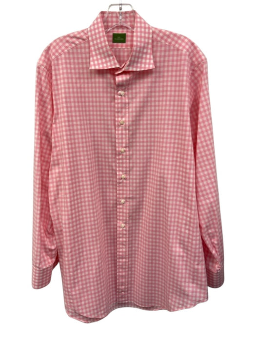 Sid Mashburn Size Est 17 Pink & White Cotton Gingham Button Up Long Sleeve Shirt Pink & White / Est 17