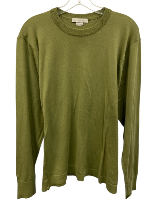 John Smedley Size Est L Green Cotton Solid Knit Crew Men's Sweater Green / Est L