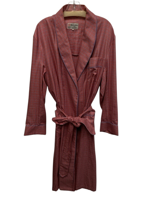 Turnbull & Asser Size L Red Cotton Plaid Men's Robe Red / L