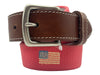 Reel Point Salmon Red Canvas Flag Men's Belt Salmon Red