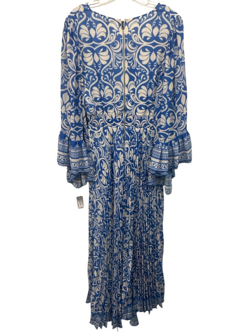 Alice + Olivia Size 8 Blue & White Print Polyester Abstract Floral Dress Blue & White Print / 8