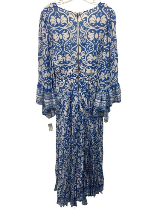 Alice + Olivia Size 8 Blue & White Print Polyester Abstract Floral Dress Blue & White Print / 8