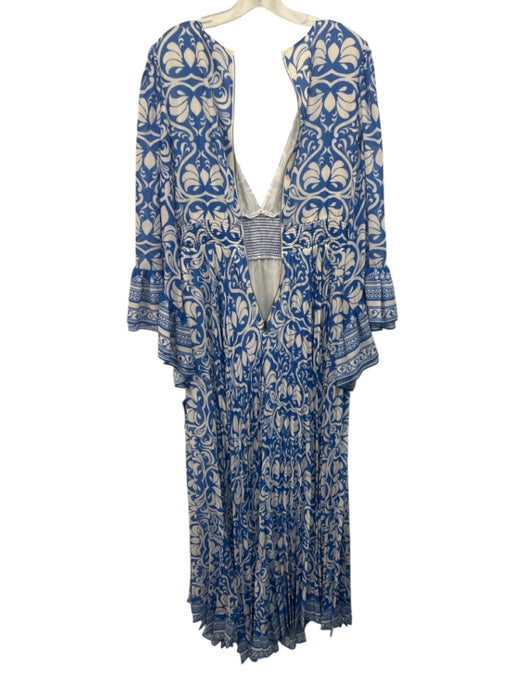 Alice + Olivia Size 8 Blue & White Print Polyester Abstract Floral Dress Blue & White Print / 8
