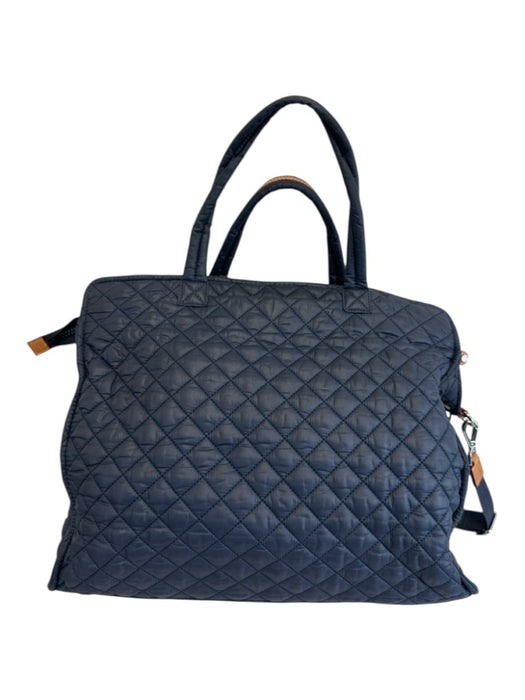 MZ Wallace Navy Blue Nylon Diamond Quilted Zip Top Satchel Luggage Duffle Bag Navy Blue / L