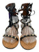 Valentino Shoe Size 38 Black & Silver Leather & Metal Gladiator Rockstud Sandals Black & Silver / 38