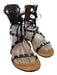 Valentino Shoe Size 38 Black & Silver Leather & Metal Gladiator Rockstud Sandals Black & Silver / 38