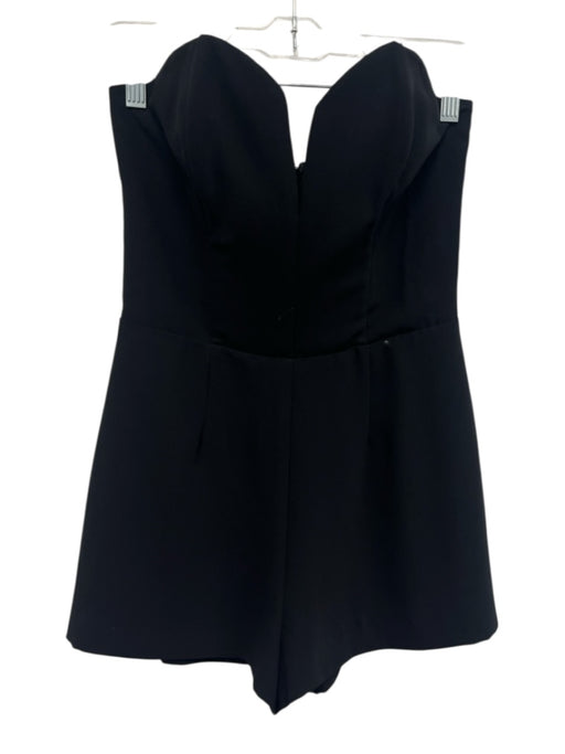 Amanda Uprichard Size M Black Polyester Back Zip Sweetheart Neckline Romper Black / M
