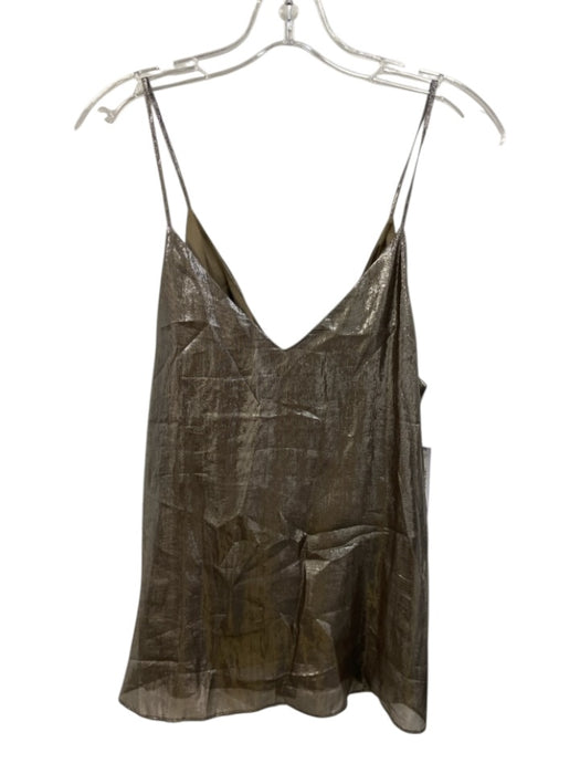 Cami NYC Size M Gunmetal Gray Silk Spaghetti Strap V Neck Tie Back metallic Top Gunmetal Gray / M