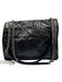 Yves Saint Laurent Black Leather Chain Crinkle Crossbody Bag Black / Medium