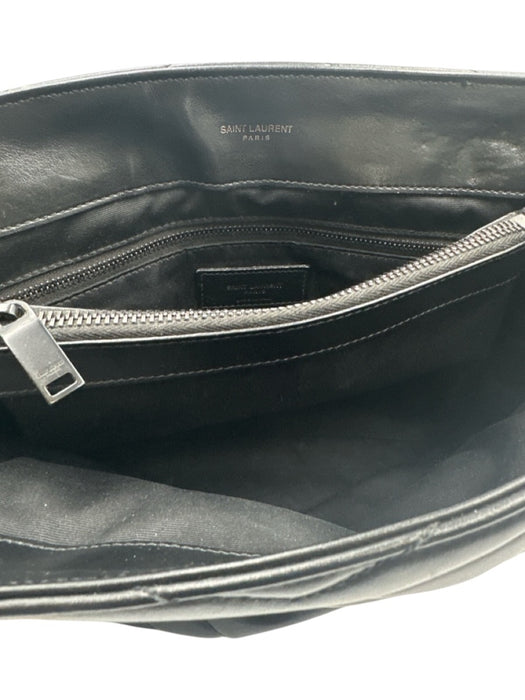 Yves Saint Laurent Black Leather Chevron Shoulder & Crossbody Straps Chain Bag Black / Medium