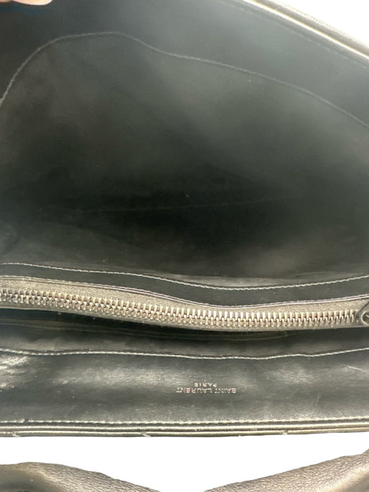 Yves Saint Laurent Black Leather Chevron Shoulder & Crossbody Straps Chain Bag Black / Medium