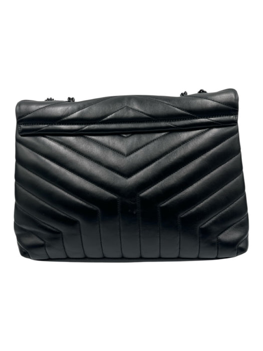 Yves Saint Laurent Black Leather Chevron Shoulder & Crossbody Straps Chain Bag Black / Medium
