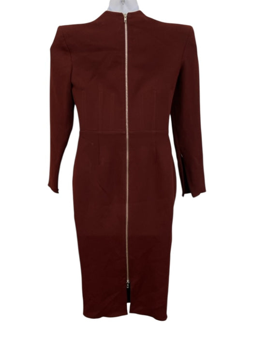 Alex Perry Size 10 Maroon Red Polyester Blend Shoulder Pads Long Sleeve Dress Maroon Red / 10