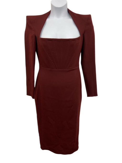 Alex Perry Size 10 Maroon Red Polyester Blend Shoulder Pads Long Sleeve Dress Maroon Red / 10
