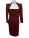 Alex Perry Size 10 Maroon Red Polyester Blend Shoulder Pads Long Sleeve Dress Maroon Red / 10