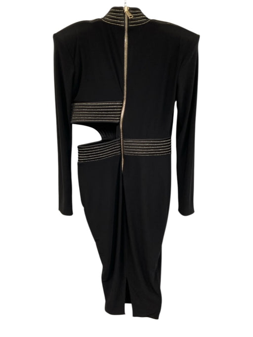 Zhivago Size 8 Black & Gold Polyester Blend Metallic Thread Quilted Detail Dress Black & Gold / 8