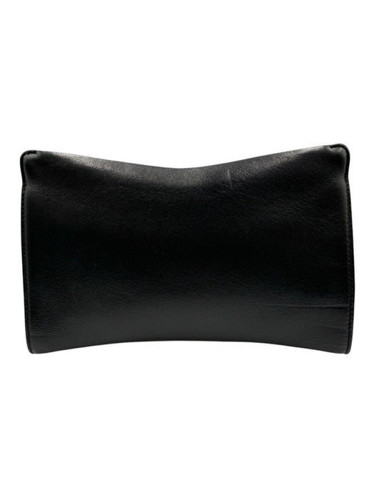 Jimmy Choo Black Leather Crystal Hand Strap Hinge Open Removable Chain Strap Bag Black