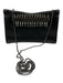 Jimmy Choo Black Leather Crystal Hand Strap Hinge Open Removable Chain Strap Bag Black