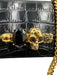 Alexander McQueen Black Leather Croc Embossed Brass Knuckle Flap Top Bag Black / Medium