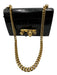 Alexander McQueen Black Leather Croc Embossed Brass Knuckle Flap Top Bag Black / Medium