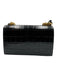 Alexander McQueen Black Leather Croc Embossed Brass Knuckle Flap Top Bag Black / Medium