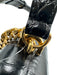 Alexander McQueen Black Leather Croc Embossed Brass Knuckle Flap Top Bag Black / Medium