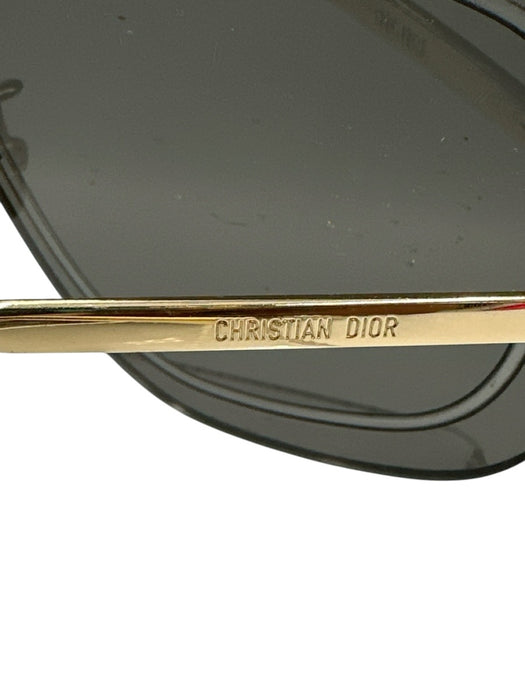 Christian Dior Black & Gold Tone Acetate Shield Style Flat Top Sunglasses Black & Gold Tone