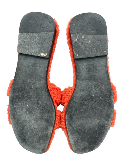 Hermes Shoe Size 37 Orange textile upper Shearling Slide Mule Teddy Sandals Orange / 37