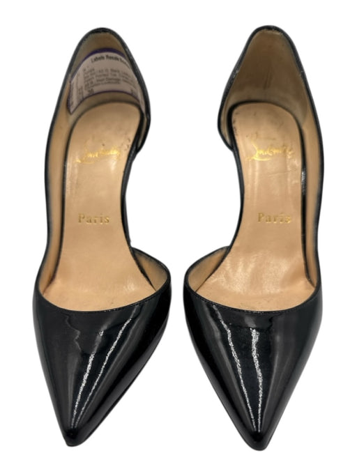Christian Louboutin Shoe Size 36 Black Leather Upper Patent Pointed Toe Pumps Black / 36
