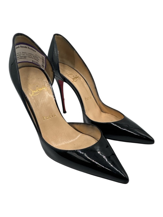 Christian Louboutin Shoe Size 36 Black Leather Upper Patent Pointed Toe Pumps Black / 36