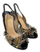 Christian Louboutin Shoe Size 36 Black, Gold & Silver PVC Upper Pump Slingbacks Black, Gold & Silver / 36