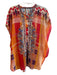Johnny Was Size XS Orange & Multi Silk Cap Sleeve Abstract Print Semi Sheer Top Orange & Multi / XS