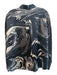 Lafayette 148 Size M Black & White Silk Long Sleeve Marble Print Collar Top Black & White / M