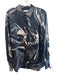 Lafayette 148 Size M Black & White Silk Long Sleeve Marble Print Collar Top Black & White / M